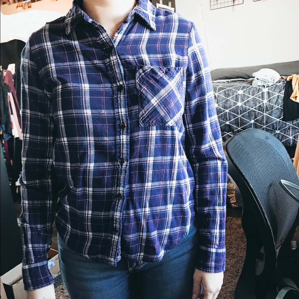 blue flannel shirt